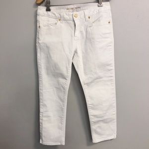MICHAEL KORS White Skinny Crop Jean Gold Hardware